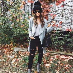 Chicwish Just Knitted Open Coat in Grey